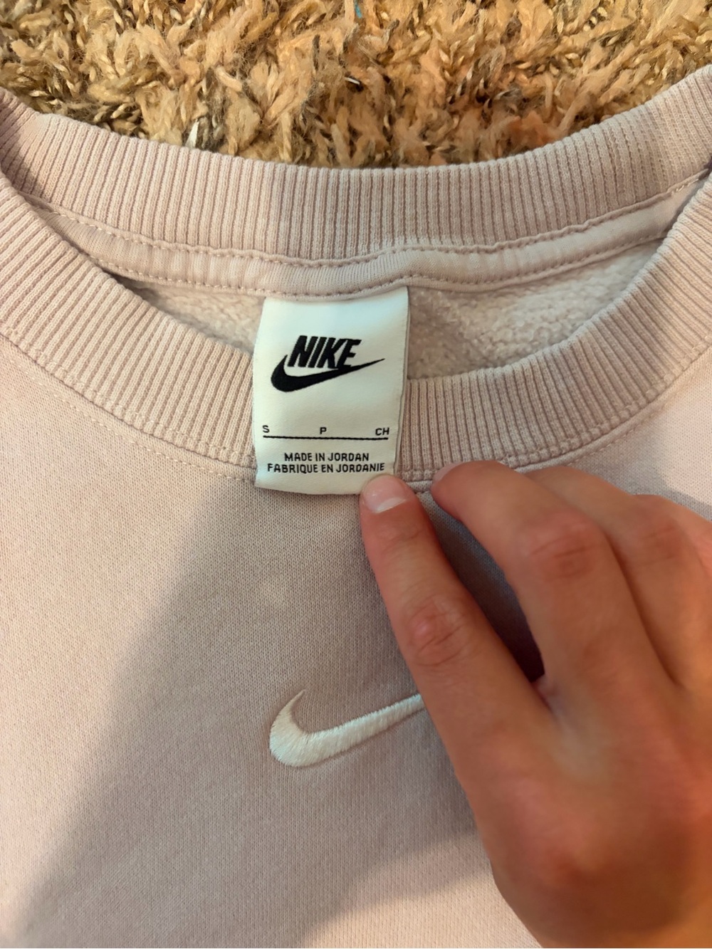 Nike Pale Pink Crewneck Sweatshirt with White Embroidered Swoosh